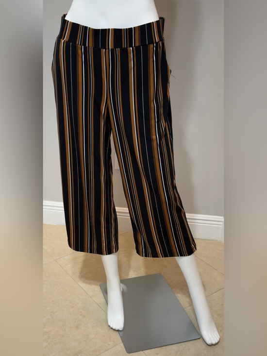 Maurices Pants - Maurice’s Dress Elasticized Striped Black and Brown Women's Jumpsuit Medium
